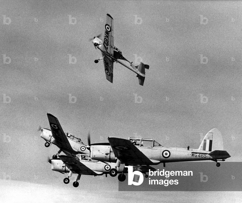RAF De Havilland Chipmunk trainers of the Northumbrian Universities Air Squadron. 23rd March, 1973 (b/w photo)
