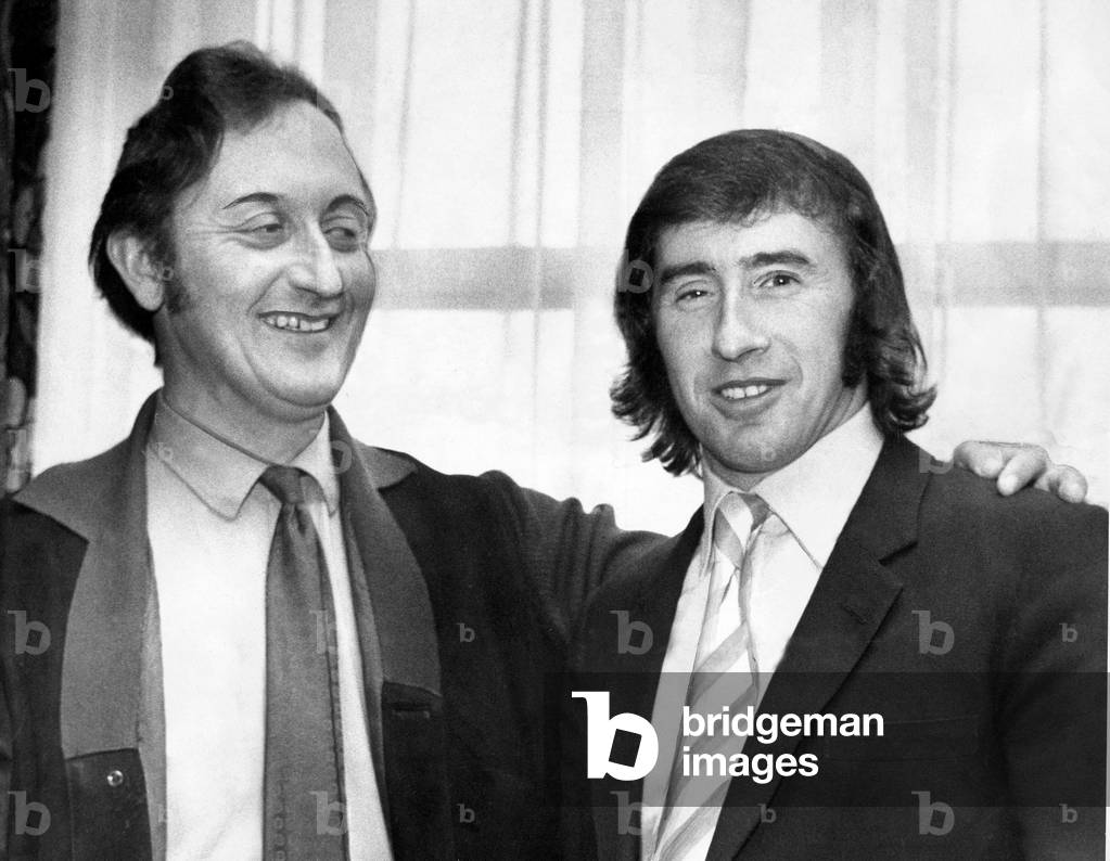 Racing driver Jackie Stewart, visiting Newcastle, with farmer Charlie Harrison