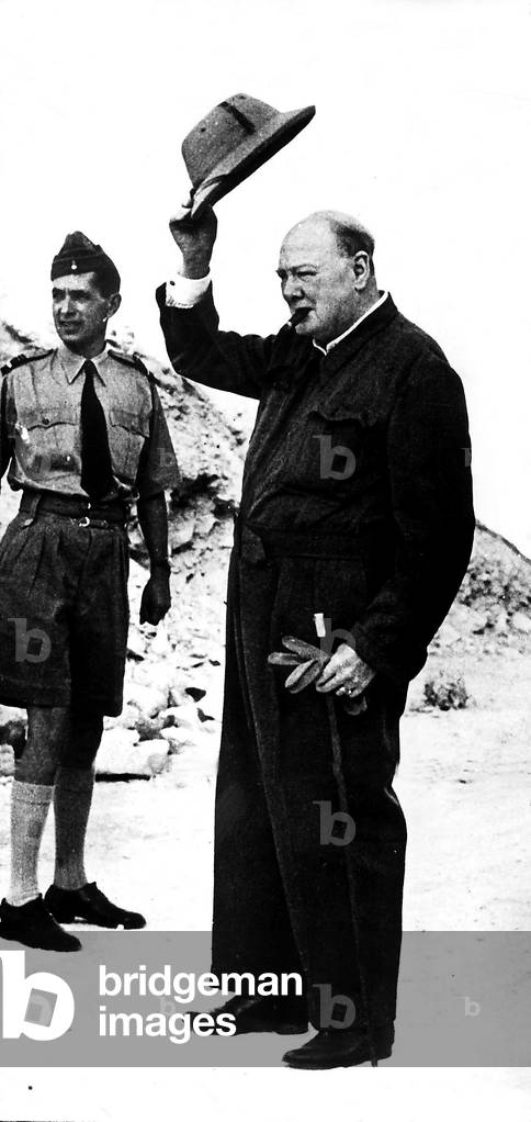 Winston Churchill who was Prime Minister during the War years, May 1945 (b/w photo)