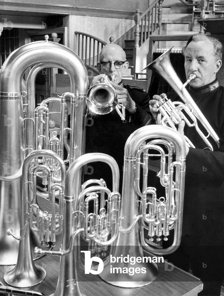 This Salvation Army band paid £7,000 for a set of new instruments in October 1972 (b/w photo)
