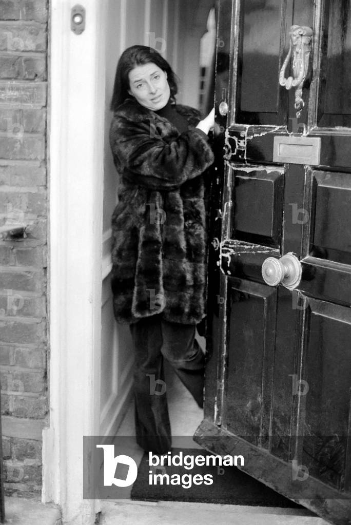 Princess Elizabeth of Yugoslavia. At door of home in Kings Road Chelsea, February 1975