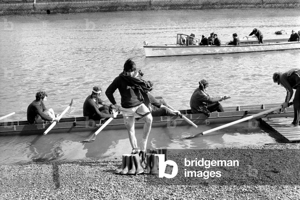 Boat Race Oxford, March 1975 (b/w photo)