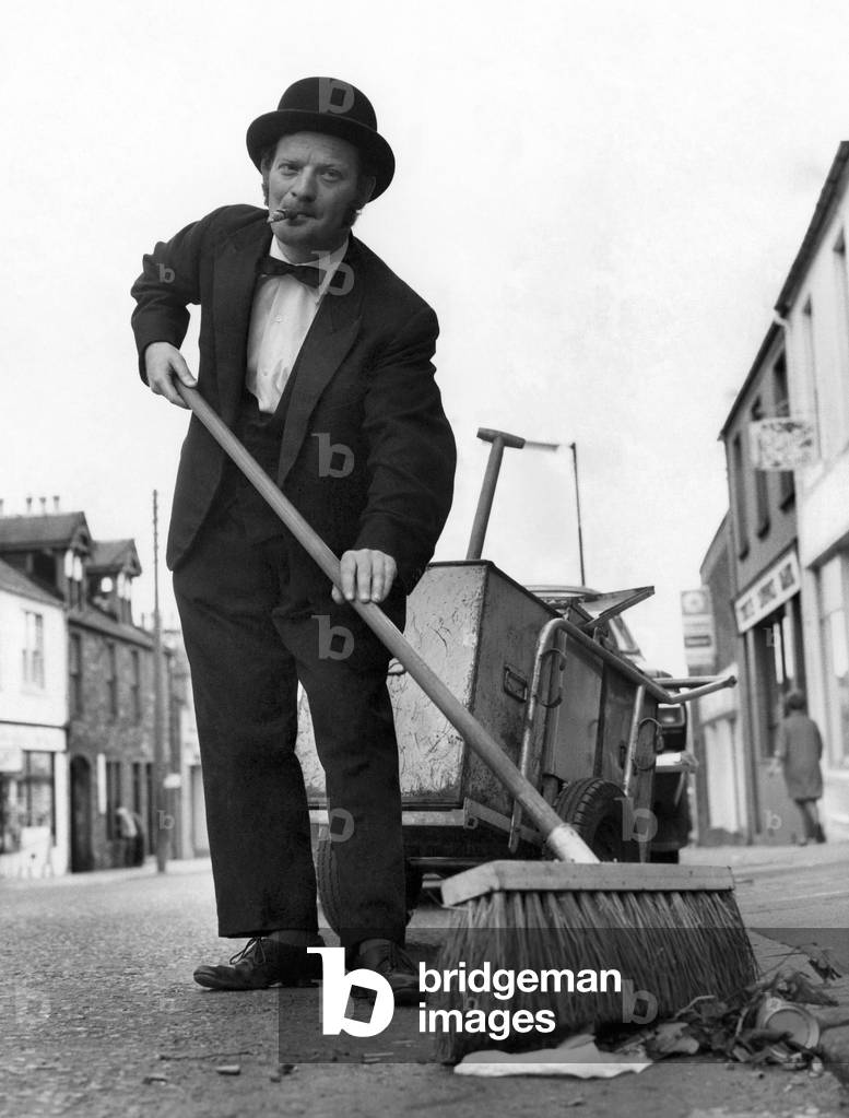 Natty Sam cleans up. Dustman Sam McKill is dressed to kill as he goes on his daily rounds.August 1974 (photo)