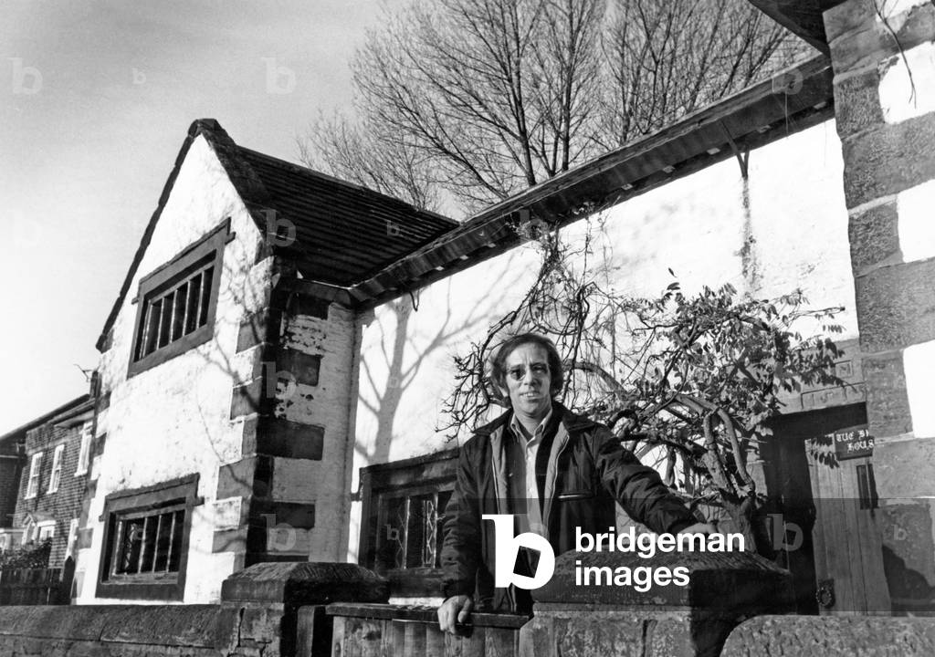 John Crawley outside Tue Brook House. 13th February 1978 (b/w photo)