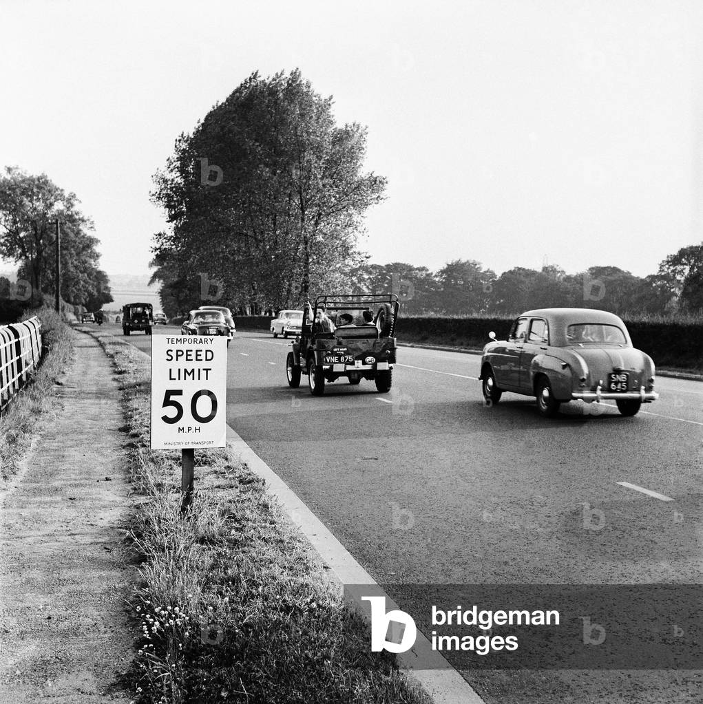 50 MPH Signs. June 1960 (b/w photo)