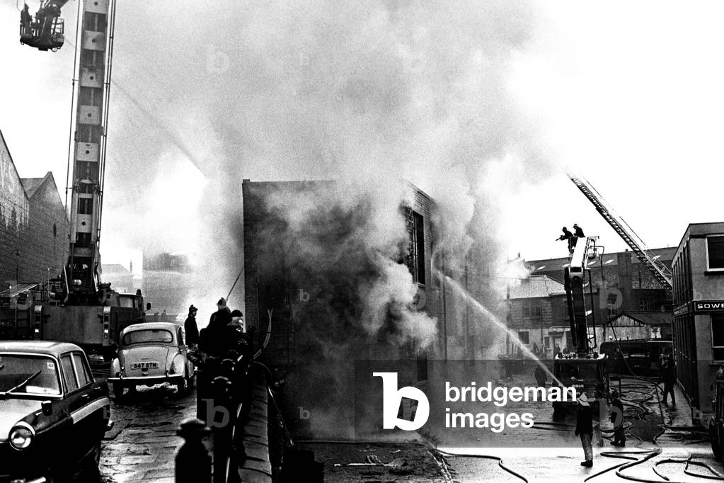 Millions of waxed cartons went up in flames in a spectacular blaze in Newcastle.16th October, 1974 (b/w photo)
