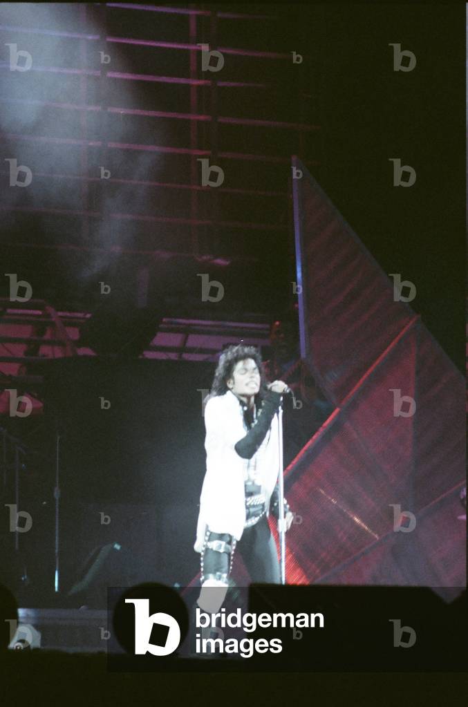 Michael Jackson seen here after performing on stage at Wembley during the Bad concert tour 14th July 1988 (photo)