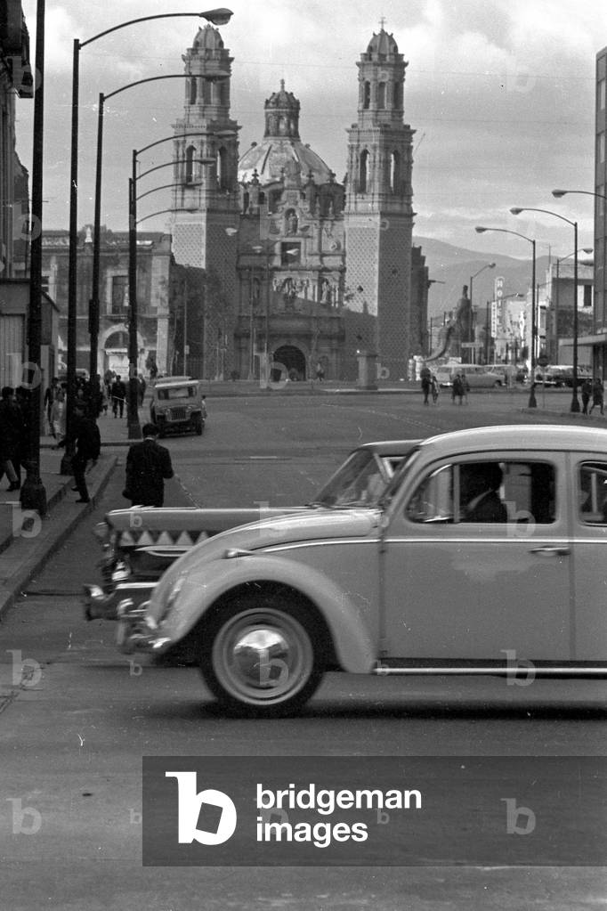 General Street scenes of Mexico City. OPS people, traffic, architecture. January 1968