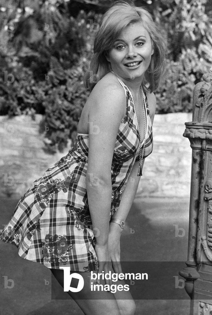 Anne Aston wearing a summer dress. March 1973 P017211