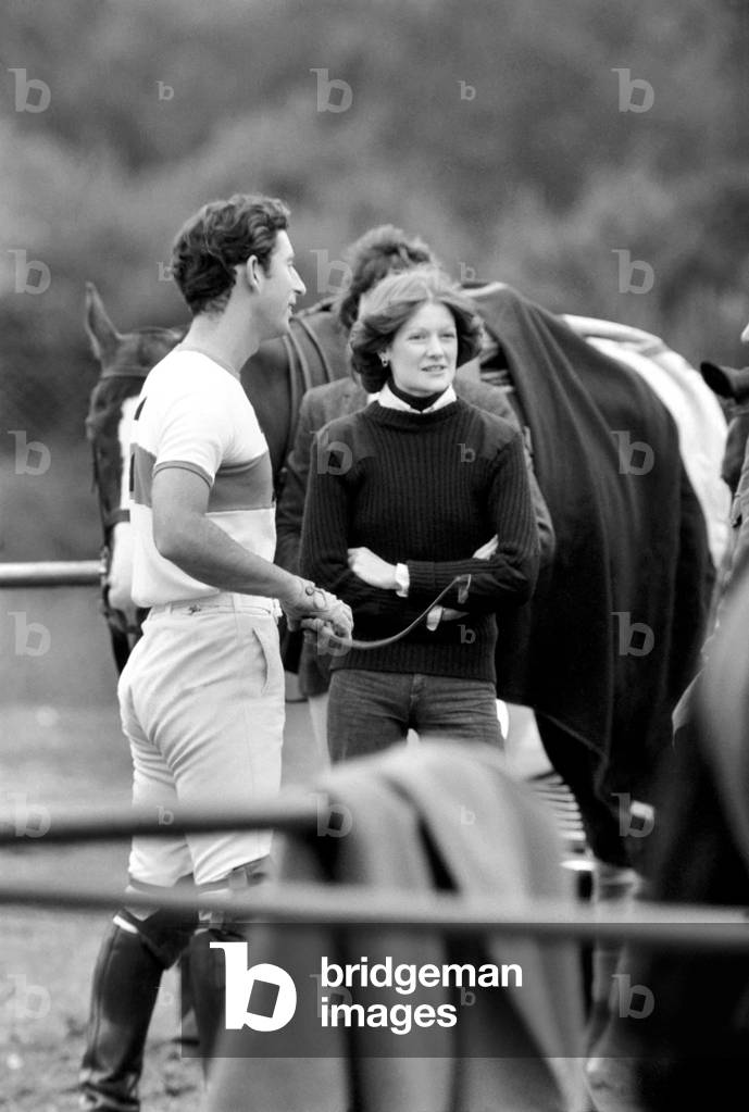 Prince Charles. Polo at Windsor with girlfriend Lady Sarah Spencer, June 1977
