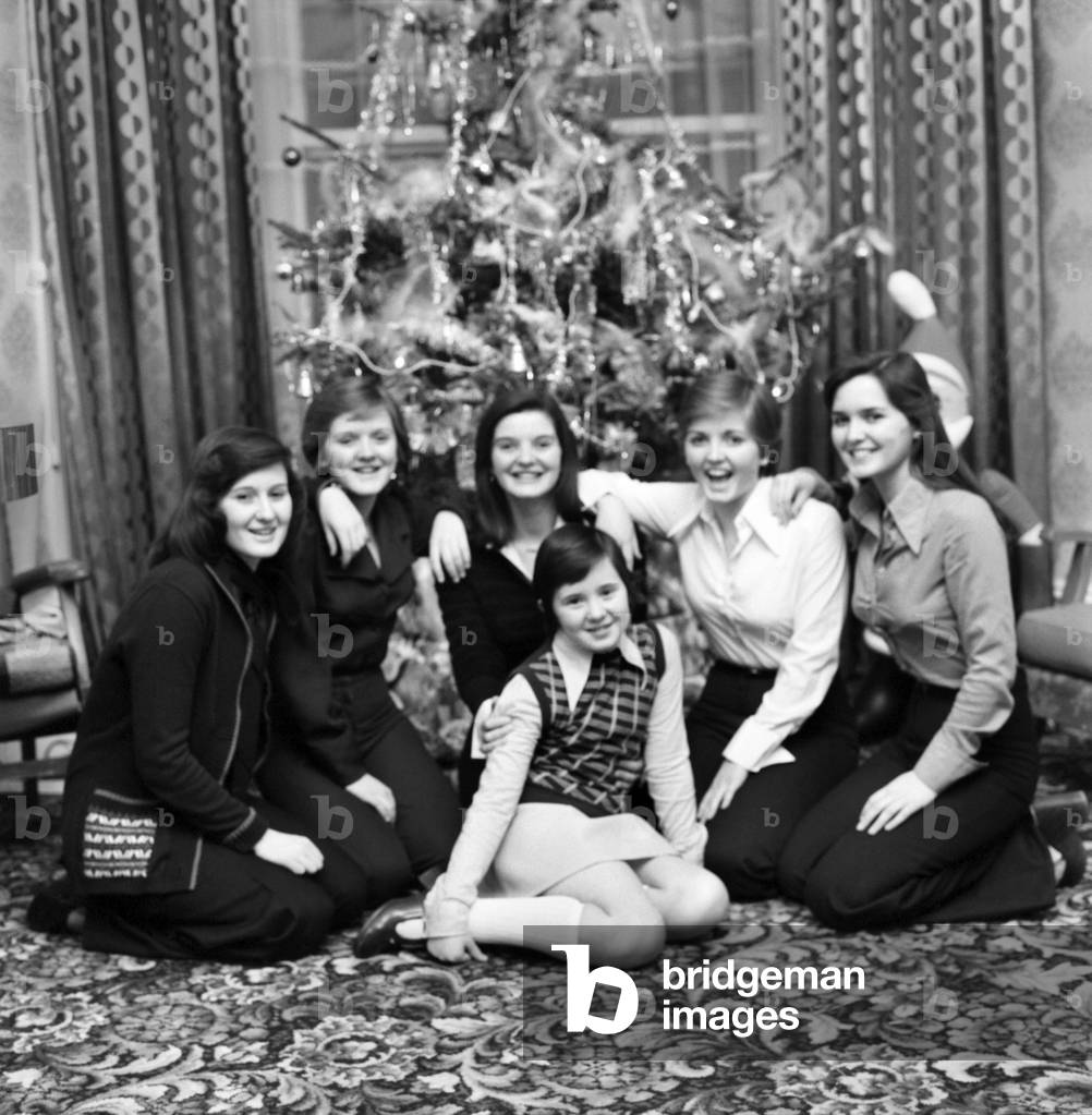 The Nolan sisters singers who are appearing on the Morecambe and Wise TV. show. December 1974