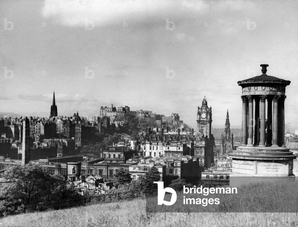 A view of Edinburgh showing the Castle, June 1947 (b/w photo)