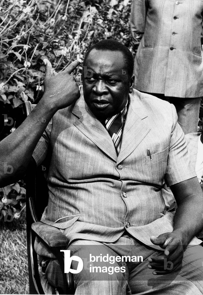 President of Uganda, General Idi Amin, speaking at a conference.
Circa July 1975.