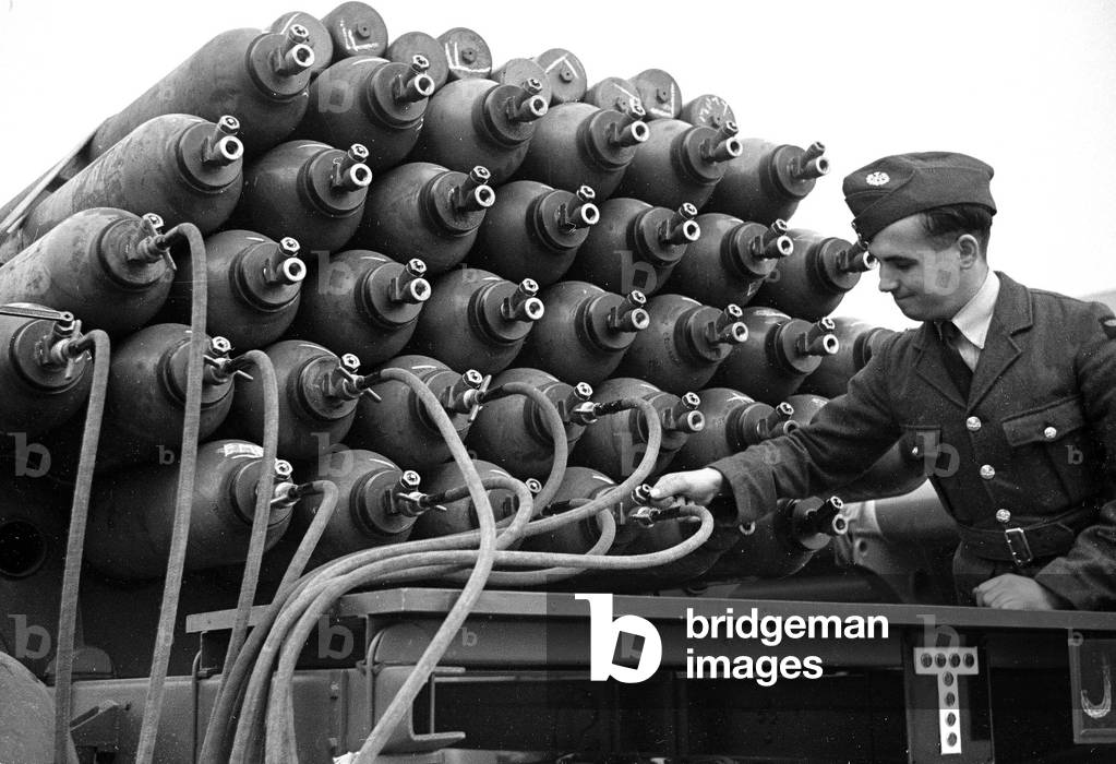 Barrage Balloon canisters at Hook, Surrey. October 1938
