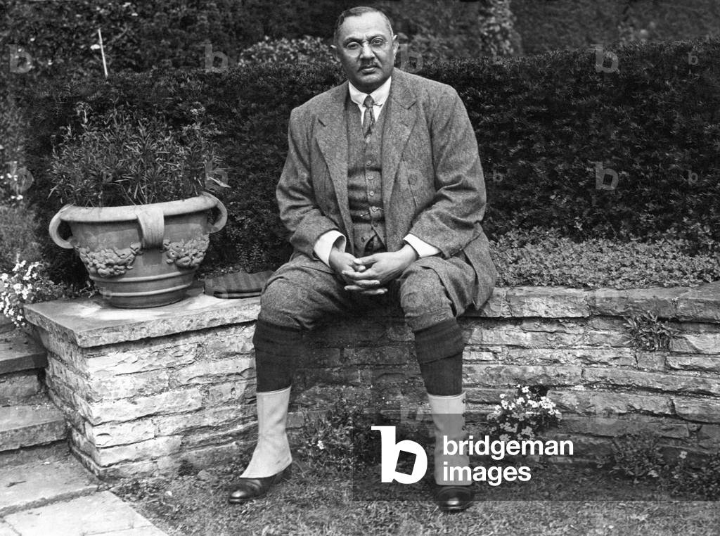 Kumar Shri Ranjitsinhji, often known as Ranji, ruler of the Indian princely state of Nawanagar from 1907 to 1933 and cricketer who played for the England national team, c. 1930 (b/w photo)