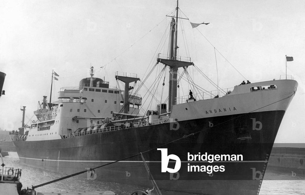The Andania ship, Circa 1962 (b/w photo)