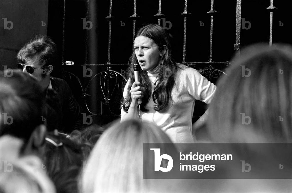 Internment Rally in Belfast. Bernadette Devlin addressing the Rally. September 1971 71-8749-002