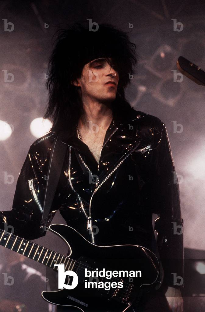 Band member from the pop group Duran Duran, June 1989 (b/w photo)