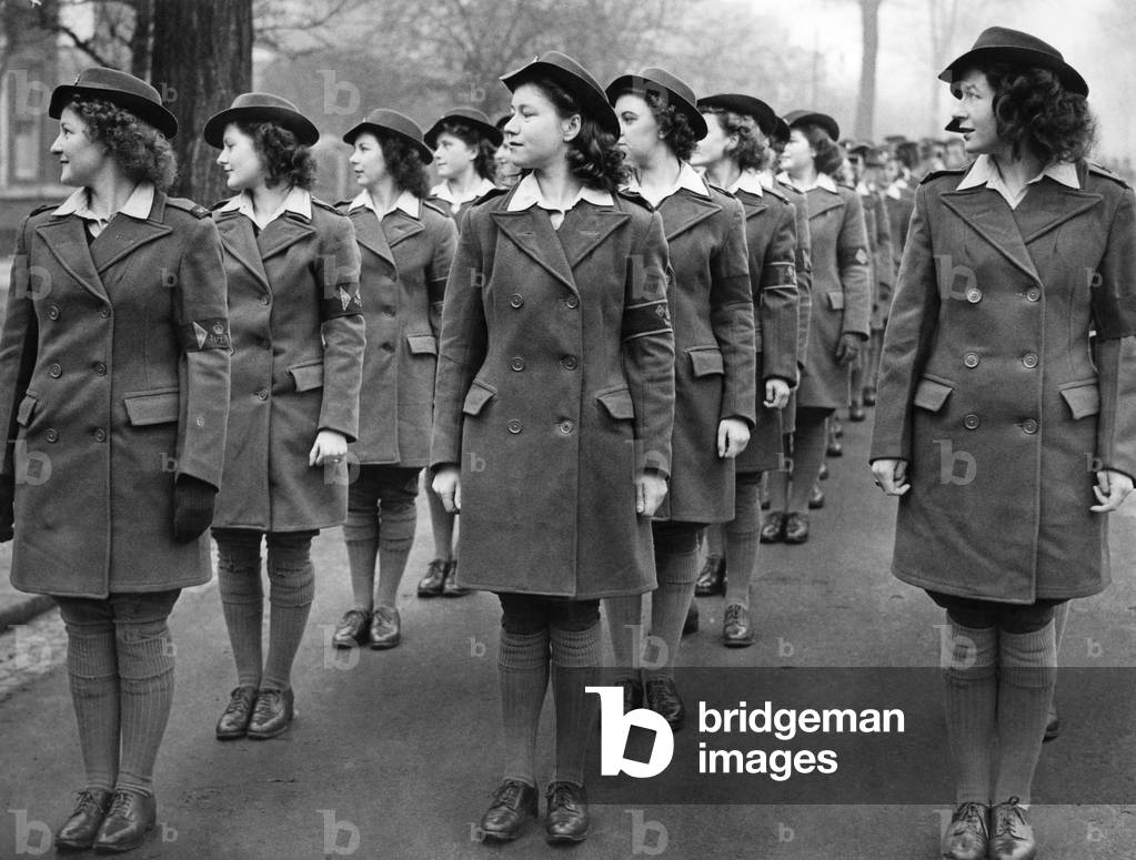H.R.H. Princess Elizabeth visits members of the Womens Land Army at Bedford. 