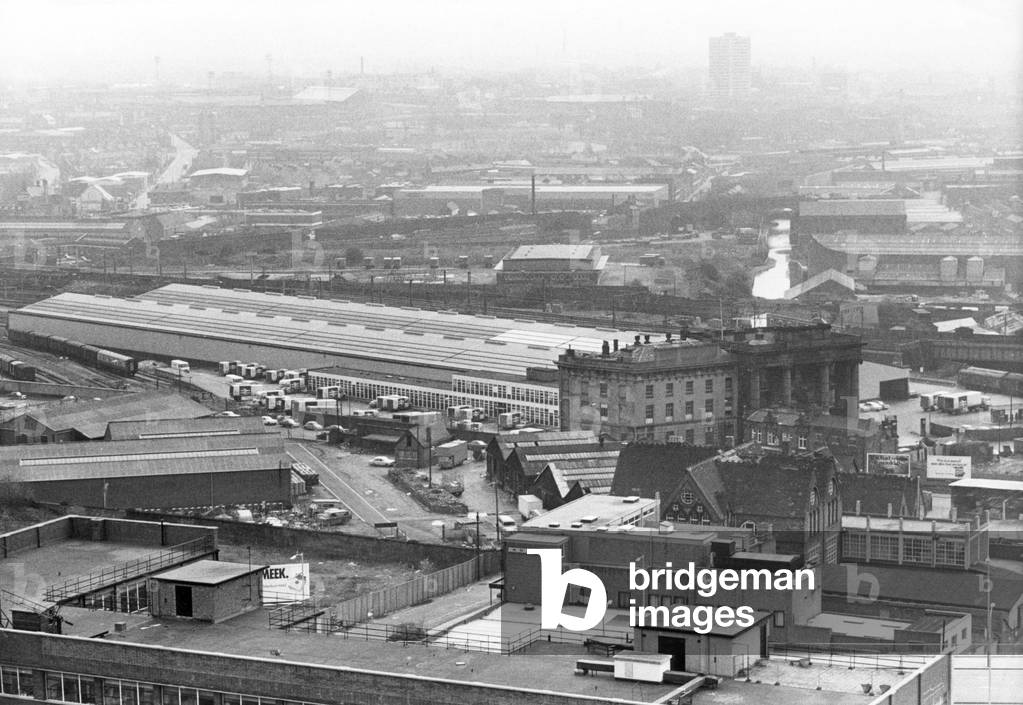 Curzon Street Station in Birmingham, West Midlands. 16th April 1979 (b/w photo)