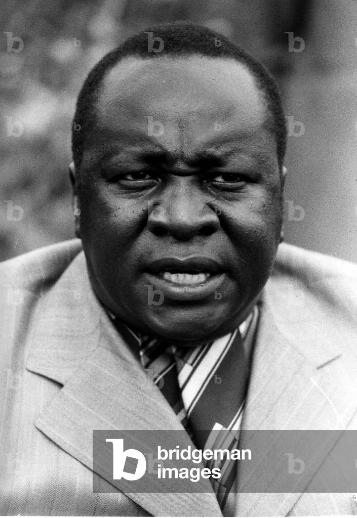 President of Uganda, General Idi Amin, speaking at a conference.
Circa July 1975.