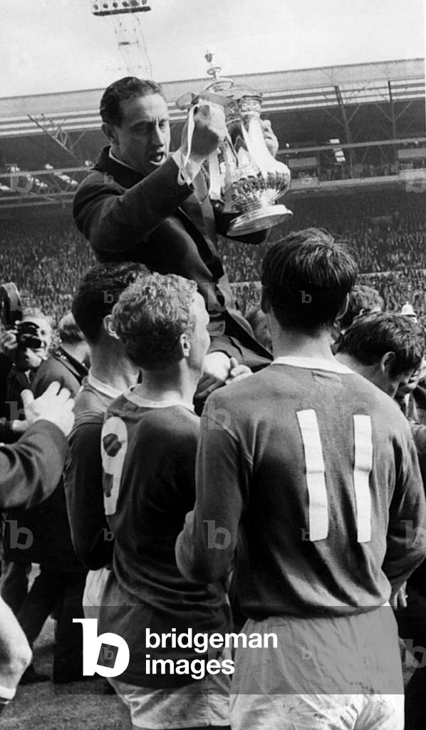Everton v Sheffield Wednesday FA Cup Final May 1966Everton manager Harry Catterick is carried shoulder high off the field holding the FA Cup at Wembley Stadium (photo)
