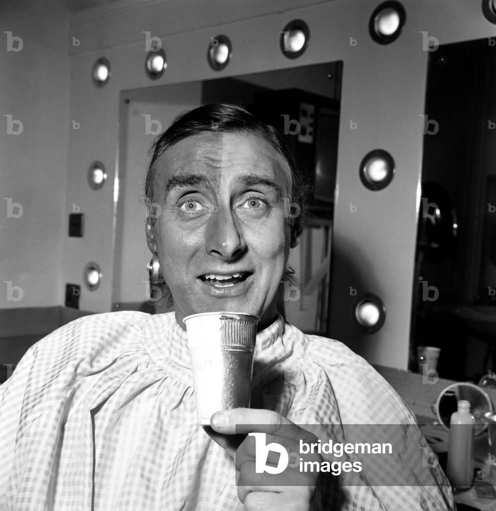 Spike Milligan making up for his part in his new TV series as a Pakistani. The series, written by Johnny Speight, is called 