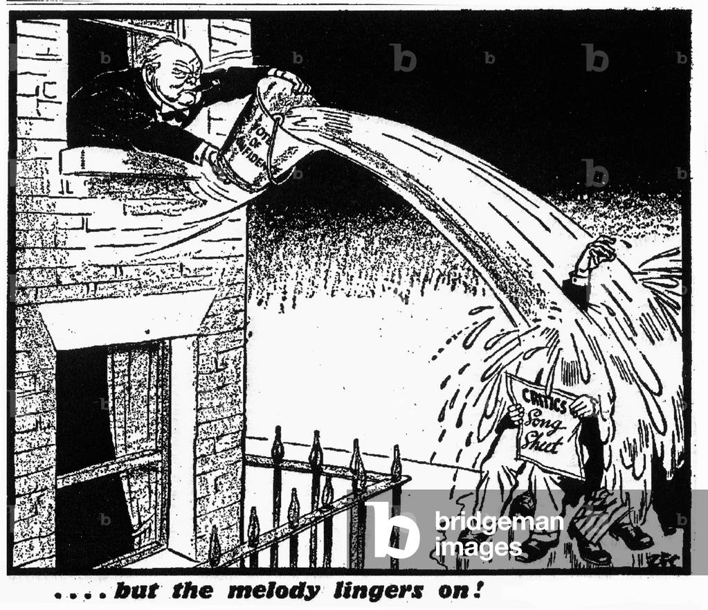 But the melody lingers on. Philip Zec cartoon Daily Mirror, 30th January 1942 (illustration)