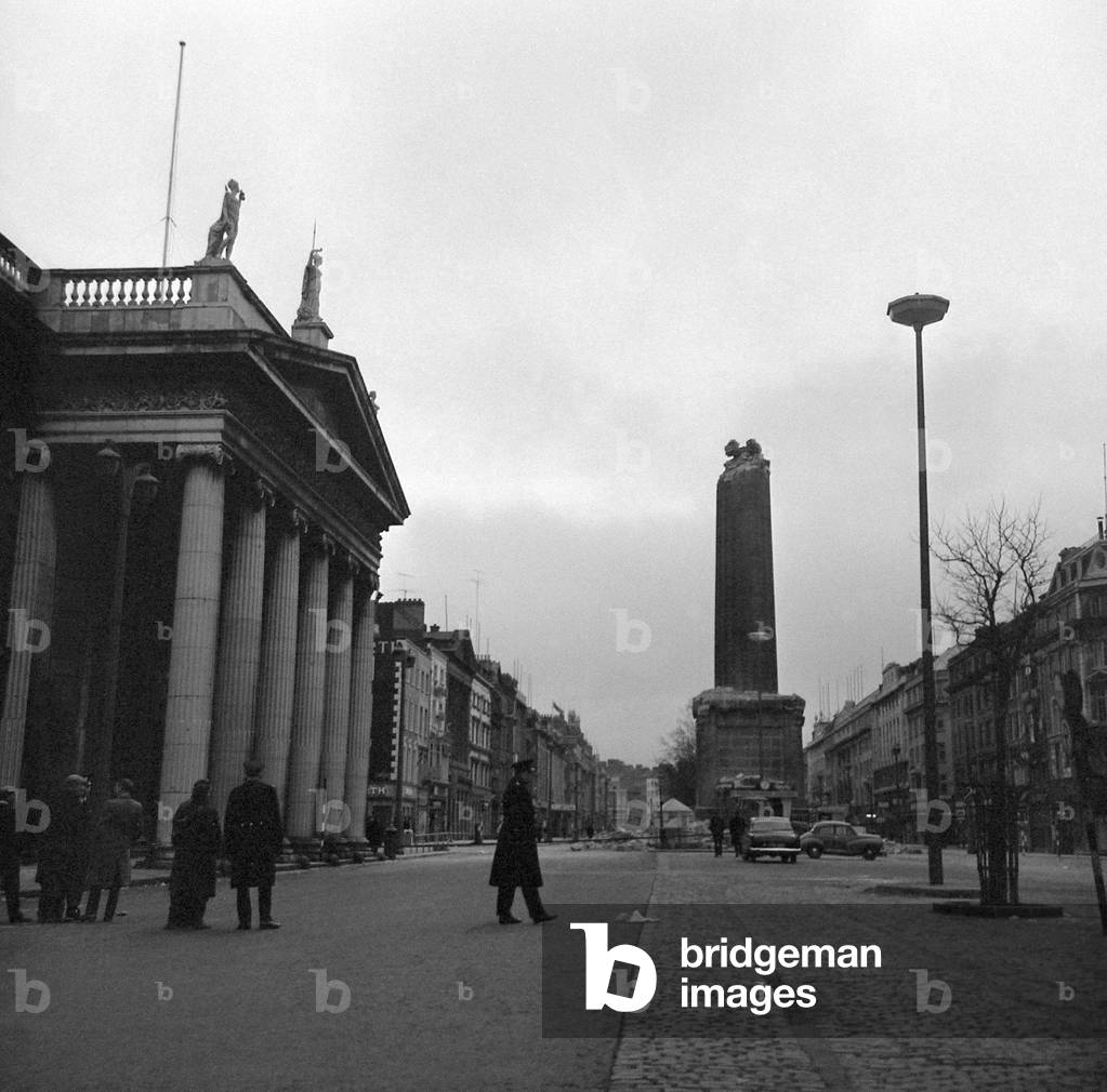 The remains of Nelson's Pillar in O'Connell Street Dublin, 1966