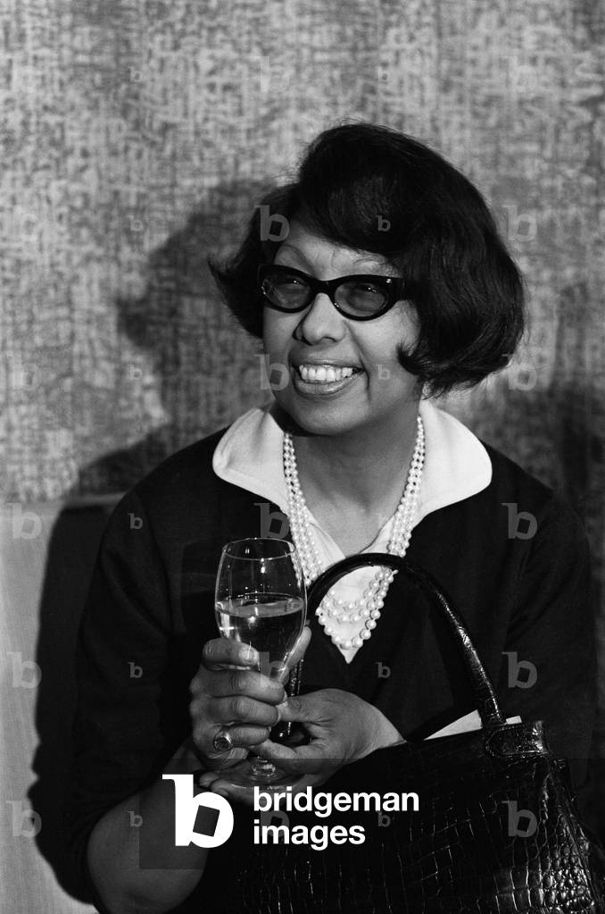 Josephine Baker American-born French dancer, singer, and actress, seen here giving a press conference shortly after arriving at London's Heathrow Airport. 12th June 1967Josephine Baker American-born French dancer, singer, and actress, seen here giving a press conference shortly after arriving at London's Heathrow Airport. 12th June 1967 (b/w photo)