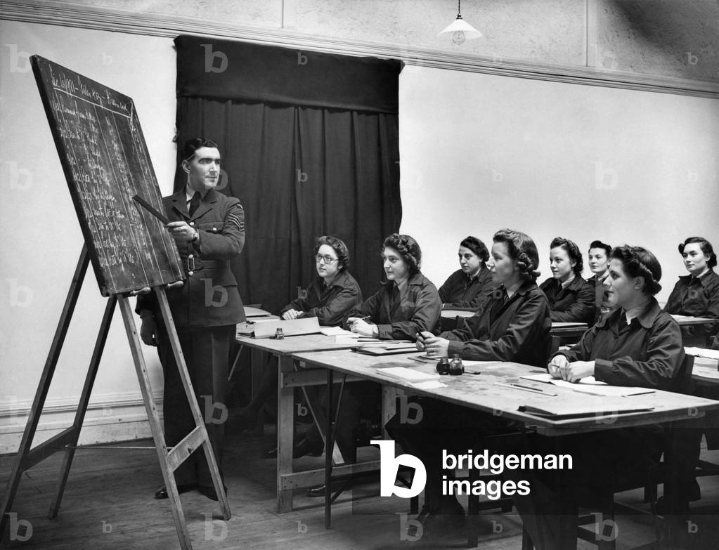 World War II Women.To free up men to fight at the front women are seen here attending the WAAF School of Accountant, somewhere in Wales. December 1942