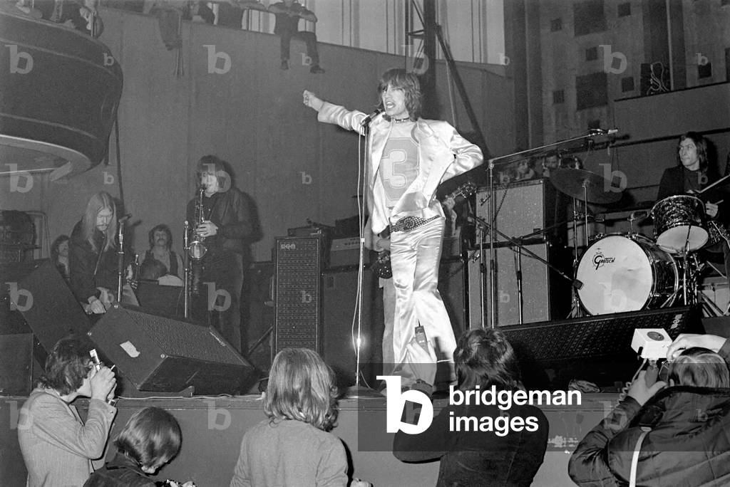 Rolling Stones: During their concert at The Free Trade Hall in Manchester 5 March 1971 (b/w photo)