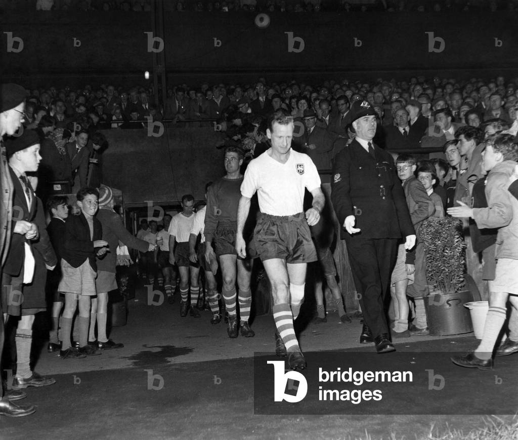 Tom Finney's Testimonial Match. Tom leads his team on to the fiels. September 1960 (photo)