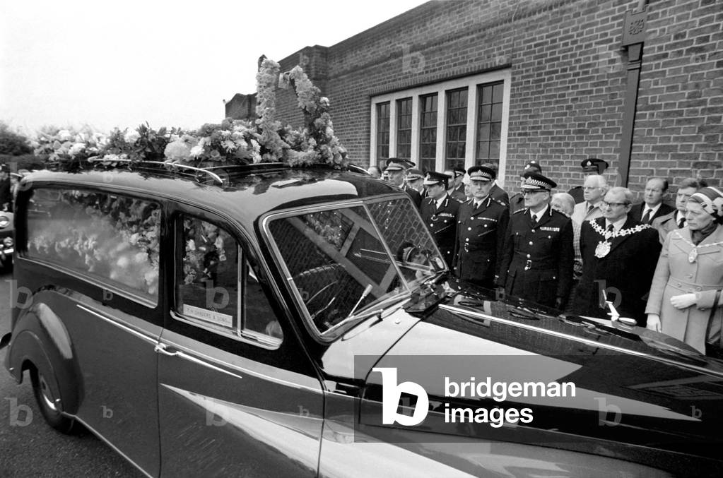 Funeral of P.C. Stephen Tibble, March 1975 (b/w photo)