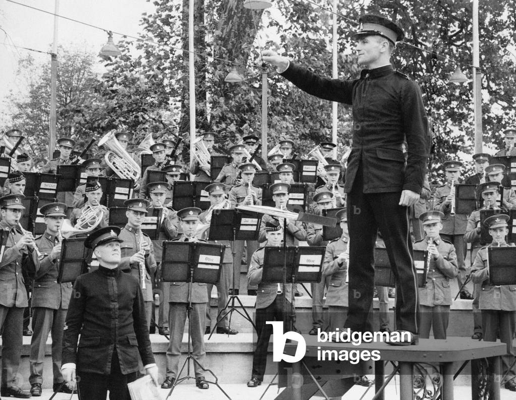 Kneller Hall Band, performing concert in grounds of the Royal Military School of Music at Kneller Hall, Twickenham, 19th October 1935.