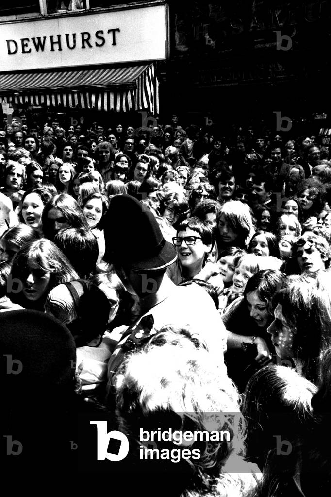 Fans mobbed Ebenezer's Boutique in Silver Street, Durham when Adam Faith came to open it on 21st July, 1972