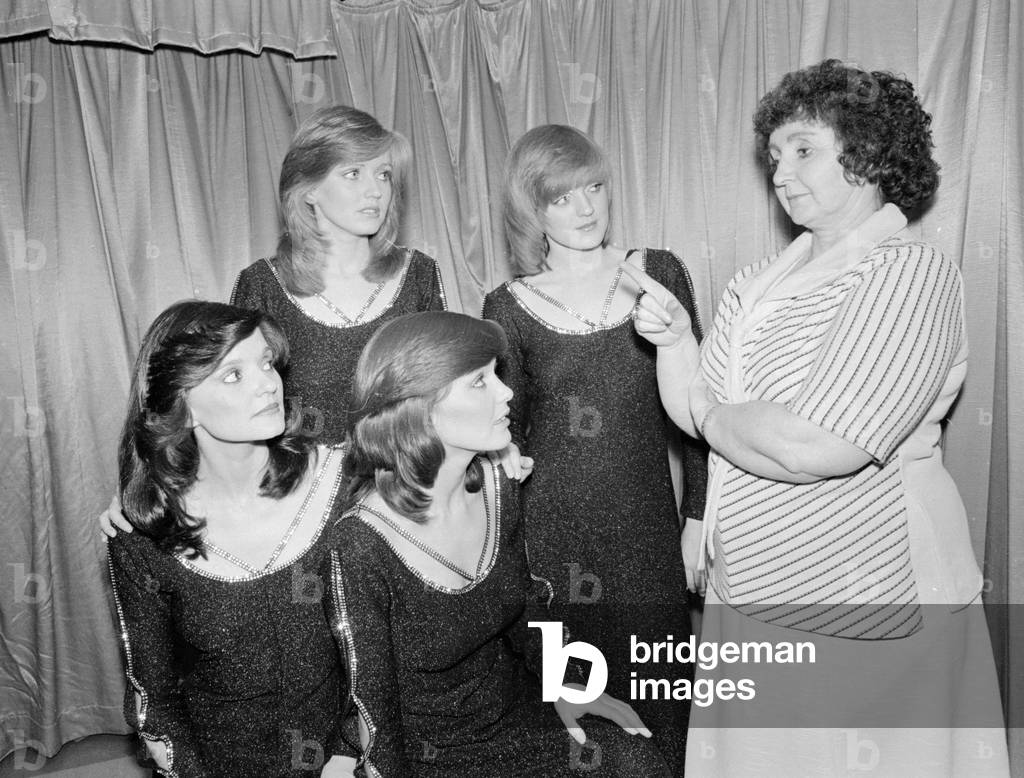 Maureen Nolan mother of the Nolan sisters seen here with the girls during the girls tour of the U.K., Feburary 1979