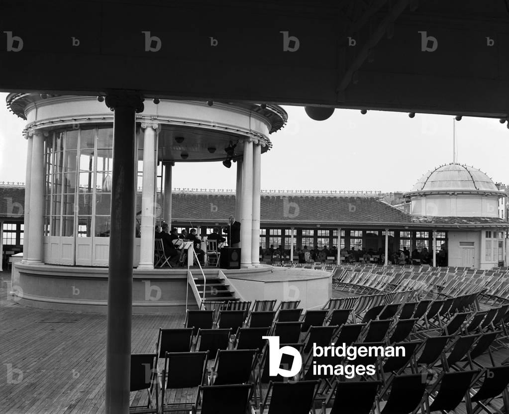 The bandstand on the Hastings Pier. 20th May 1956 (b/w photo)