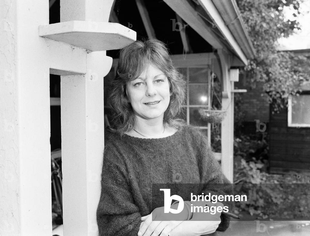 Author Sue Townsend at home. 7th November 1984 (b/w photo)
