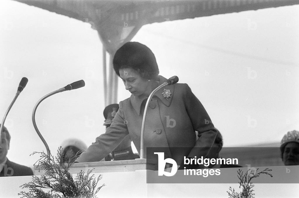 Queen Elizabeth II Visits Birmingham, to open the Great Charles Street Queensway tunnel, part of the A38, 7th April 1971 (b/w photo)