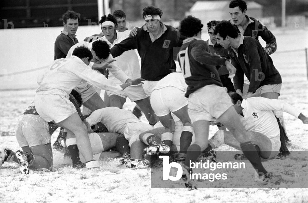 Sport. Rugby Union. Action in the snow. November 1969