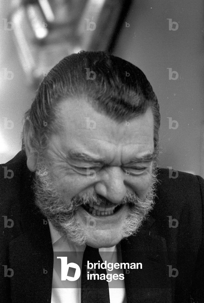 Jack Hawkins being interviewed by Donald Zec at Westmead Lodge, Westmead, Dover Park Drive, Roehampton. January 1968