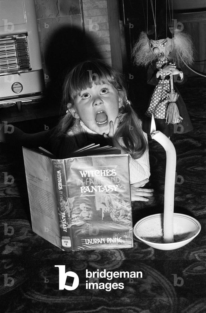 Lisa Batty in Halloween picture. 30th October 1975 (b/w photo)