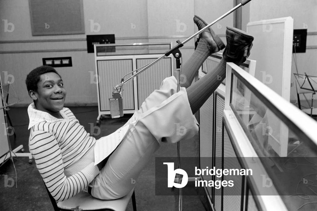 16 year old comedian Lenny Henry, May 1975 (b/w photo)