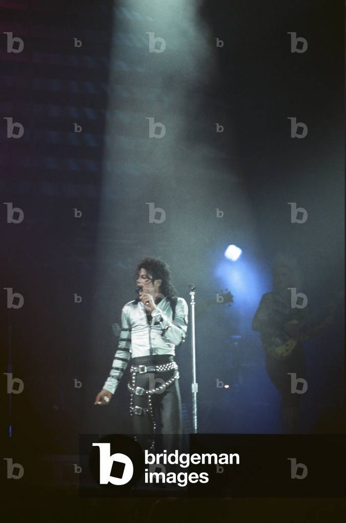 Michael Jackson seen here after performing on stage at Wembley during the Bad concert tour 14th July 1988 (photo)