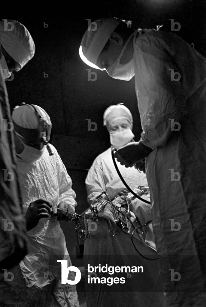 Brain surgery, 1947 (b/w photo)