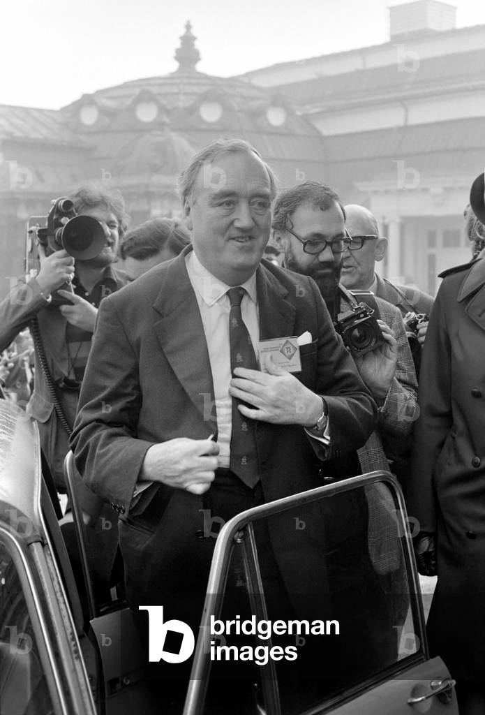 Young Conservative Conference at Eastbourne. Willie Whitelaw arrives at the conference with him is Robert MacKenzie, February 1975