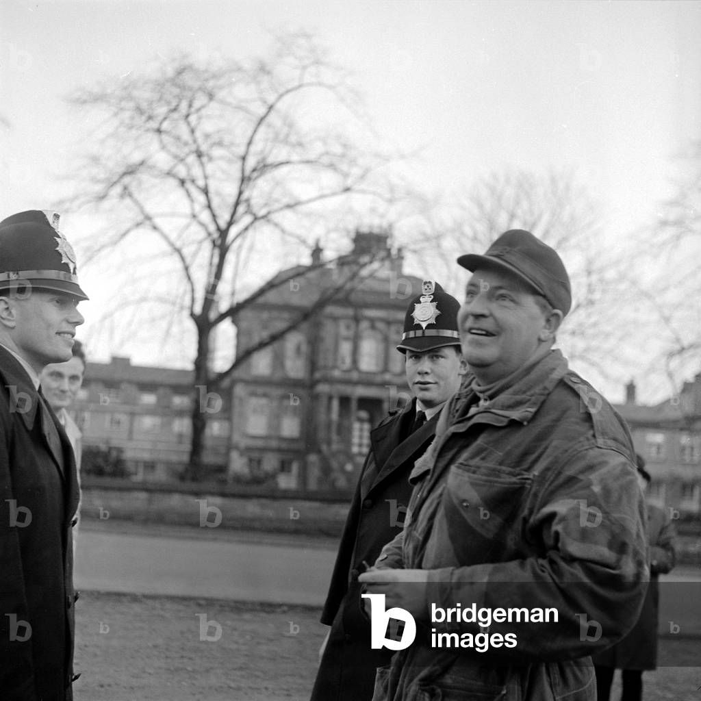 The stubborn church tower...and the frustration of 'blaster' Bates. The second attempt to demolish the spire of the Trinity Methodist church at Macclesfield fails as Blaster looks on in amazement.
November 1967