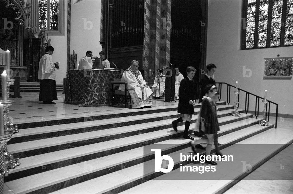 St Patrick's Day Service, Birmingham, 17th March 1970 (b/w photo)