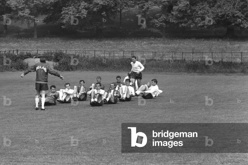England's preparations for the World Cup finals in July are hotting up. Mr Alf Ramsey, the team manager has gathered 27 players together at Lilleshall, Shropshire, for 12 days of training. He will name 22 next Friday for the Continental tour, and these men, he says, 